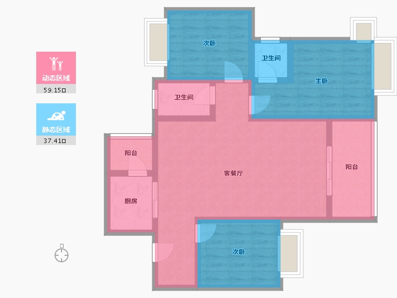 广东省-梅州市-御景豪庭-84.80-户型库-动静分区