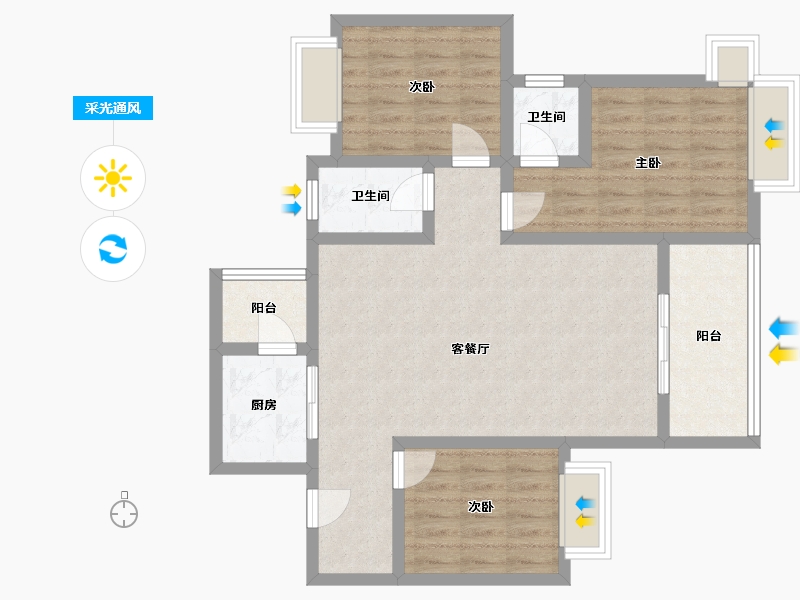 广东省-梅州市-御景豪庭-84.80-户型库-采光通风