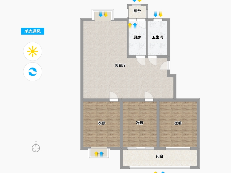 江苏省-南通市-星苏花园-106.66-户型库-采光通风