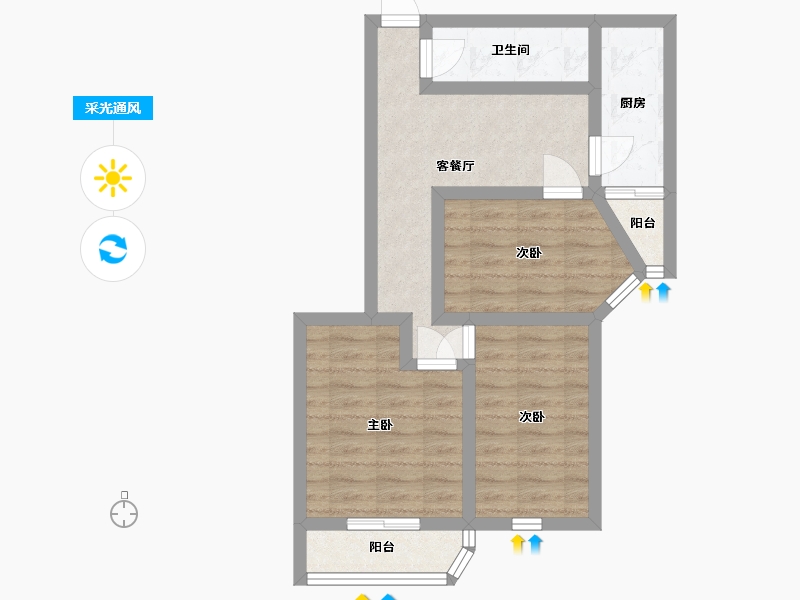 北京-北京市-方南家园-72.00-户型库-采光通风