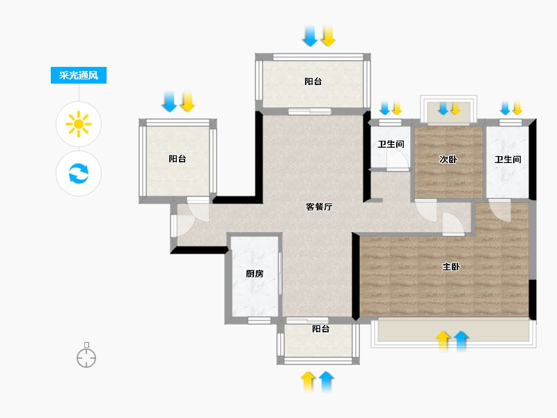 广西壮族自治区-南宁市-恒力城-79.03-户型库-采光通风