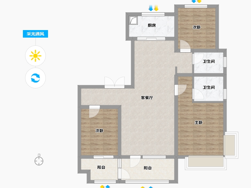 山东省-济宁市-鑫悦豪庭-109.56-户型库-采光通风