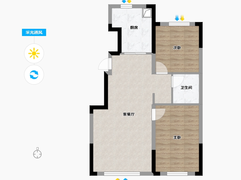 吉林省-长春市-豪邦缇香名颂-70.45-户型库-采光通风