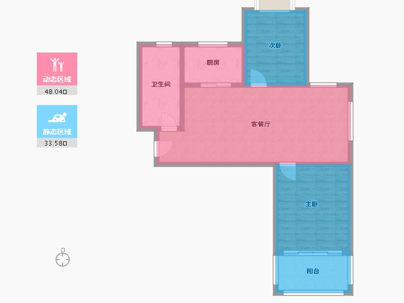 浙江省-杭州市-通盛香源公寓-70.16-户型库-动静分区