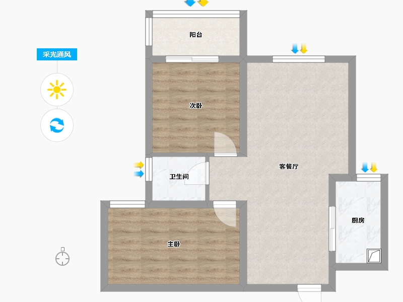 河北省-石家庄市-东风小区-60.00-户型库-采光通风