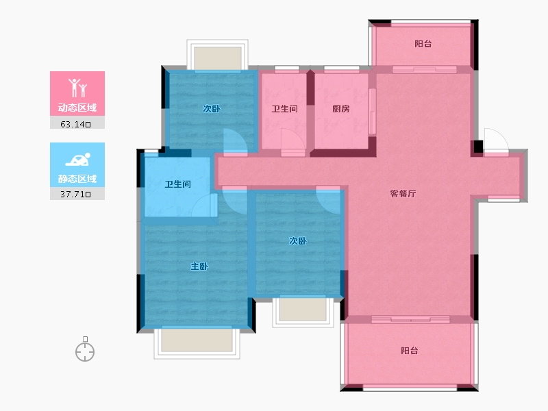 湖南省-邵阳市-侨银资江帝景-92.66-户型库-动静分区