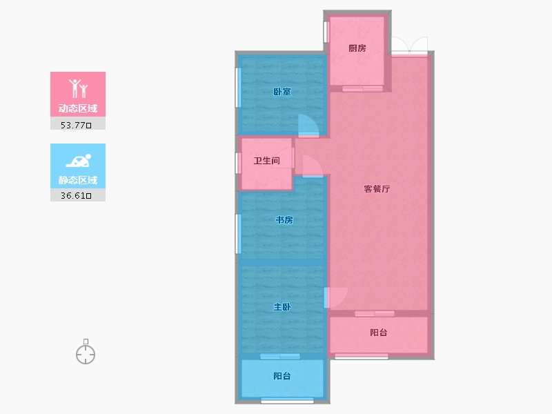 陕西省-咸阳市-鑫卫铭居-87.02-户型库-动静分区