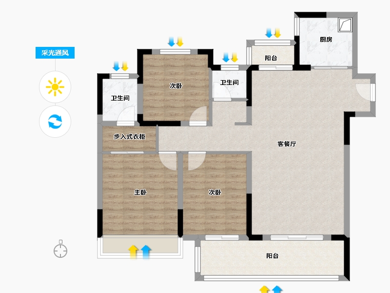 山东省-菏泽市-天润公馆三期D区-106.40-户型库-采光通风