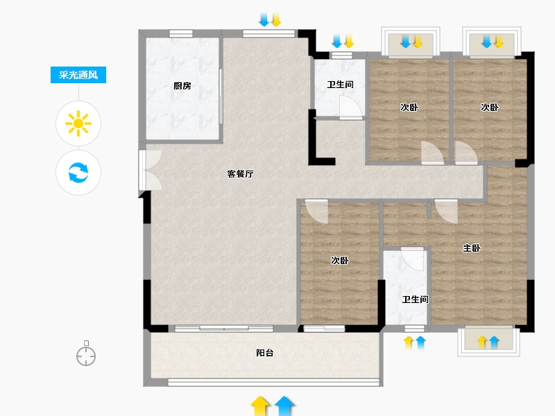 福建省-泉州市-书香名邸-130.00-户型库-采光通风