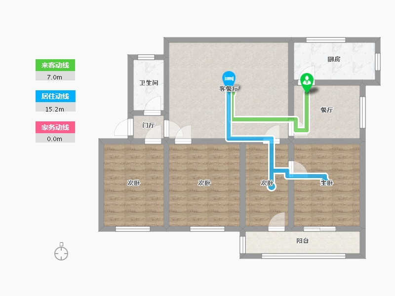 湖南省-长沙市-司法厅宿舍-96.00-户型库-动静线