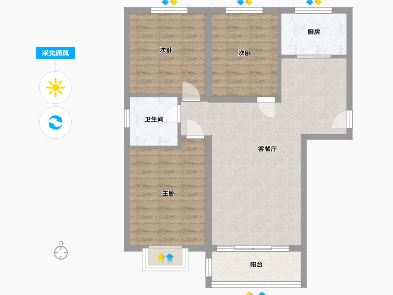 山西省-朔州市-居然嘉园-83.39-户型库-采光通风