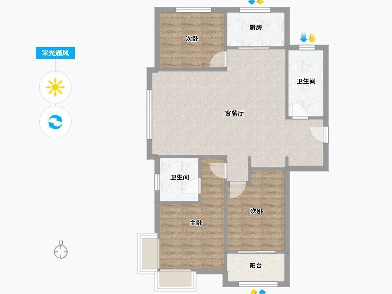 山东省-济南市-中建凤栖第-104.14-户型库-采光通风