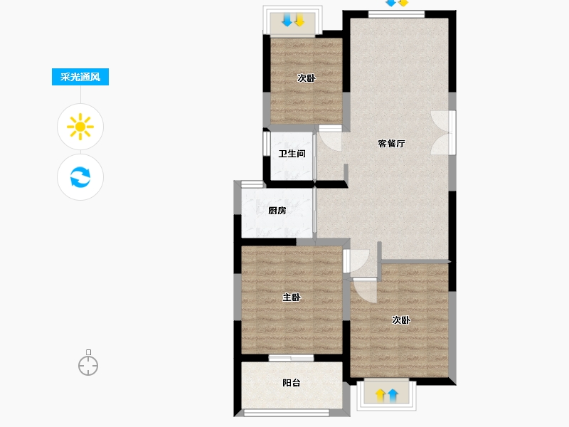 江苏省-南京市-殷巷东苑-90.40-户型库-采光通风