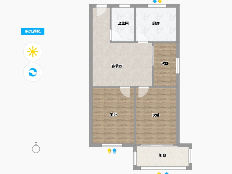 浙江省-杭州市-河西南38-64.75-户型库-采光通风