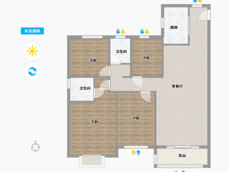 山东省-菏泽市-定陶区京投悦府小区-110.00-户型库-采光通风