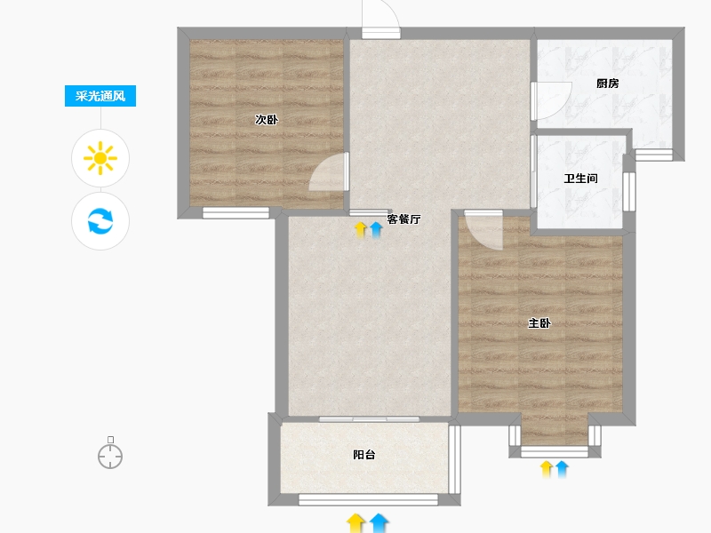 浙江省-杭州市-铭和苑探梅坊-67.90-户型库-采光通风