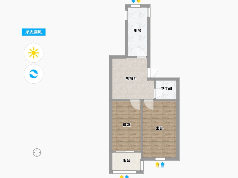 江苏省-镇江市-府学新村-45.13-户型库-采光通风