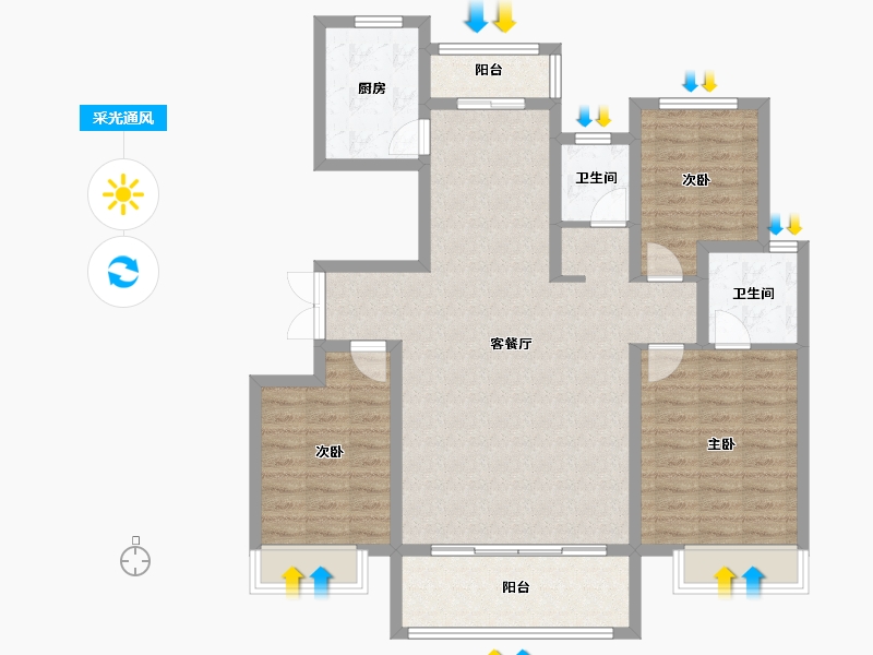 山东省-枣庄市-儒辰青檀府-104.80-户型库-采光通风