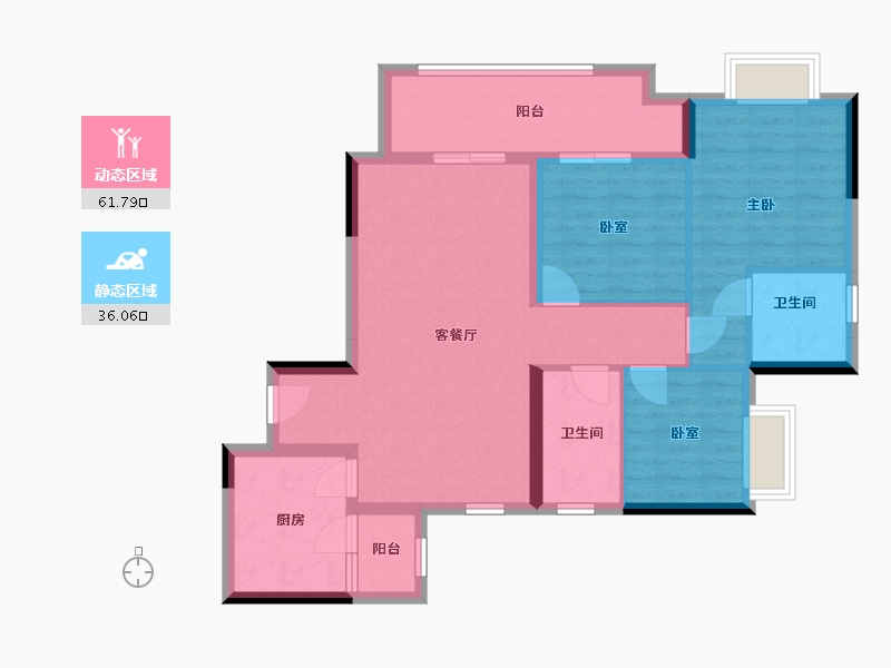 重庆-重庆市-泽京璟樾府-80.65-户型库-动静分区