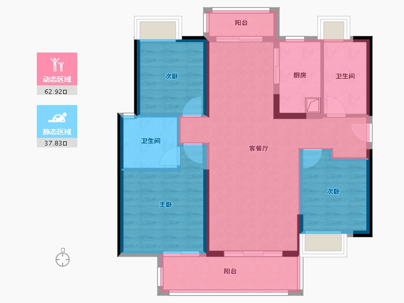 广东省-阳江市-绿地·海玥公馆-95.20-户型库-动静分区