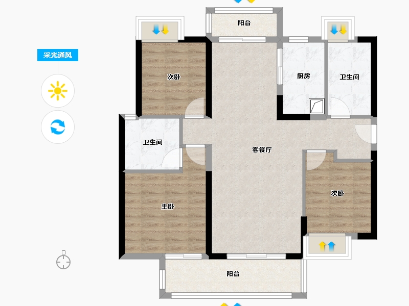 广东省-阳江市-绿地·海玥公馆-95.20-户型库-采光通风