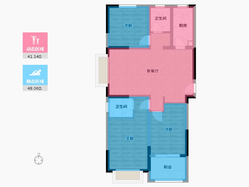 河南省-鹤壁市-阳光鑫城-86.40-户型库-动静分区