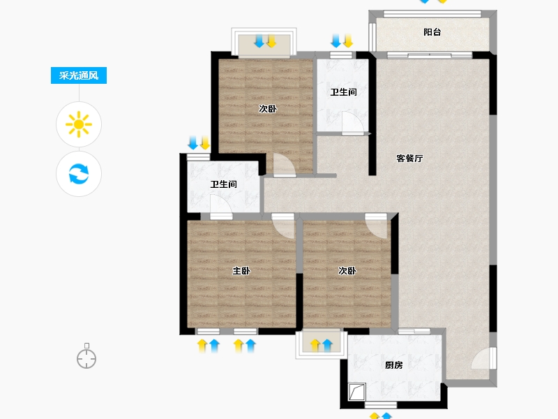 湖南省-长沙市-桃花嘉园-108.00-户型库-采光通风