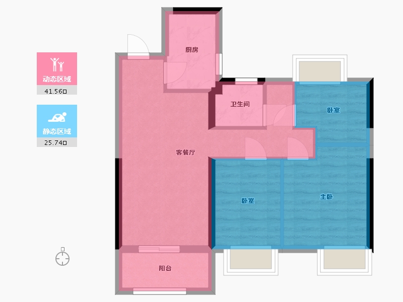 江苏省-南京市-德信星宸锦园-69.66-户型库-动静分区