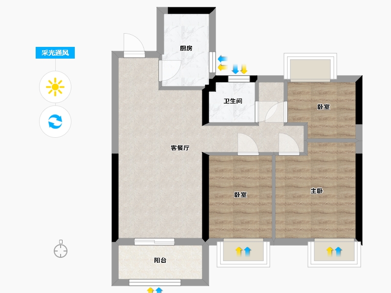 江苏省-南京市-德信星宸锦园-69.66-户型库-采光通风