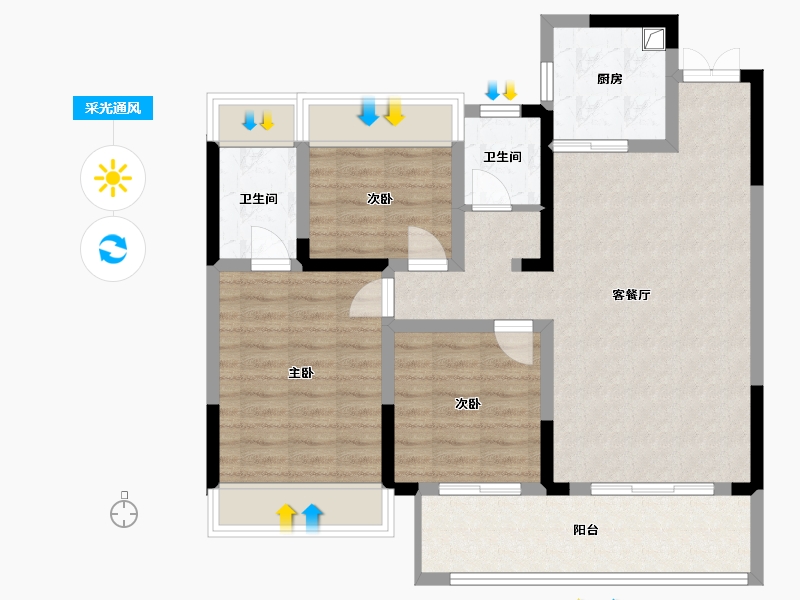 云南省-昭通市-乡悦南湾-91.40-户型库-采光通风