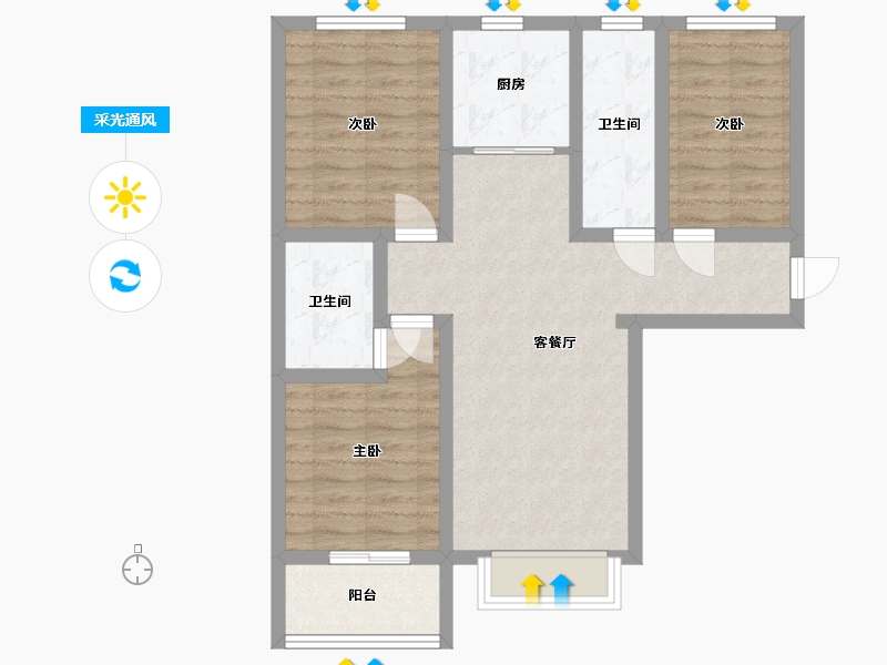 河北省-保定市-领秀紫晶城-107.36-户型库-采光通风