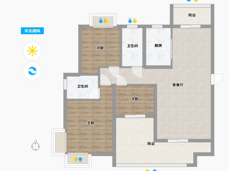 湖南省-怀化市-阅江山-90.00-户型库-采光通风