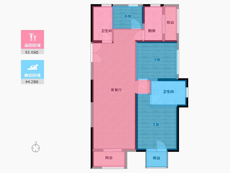 浙江省-杭州市-蜀彩珵昀府-96.00-户型库-动静分区