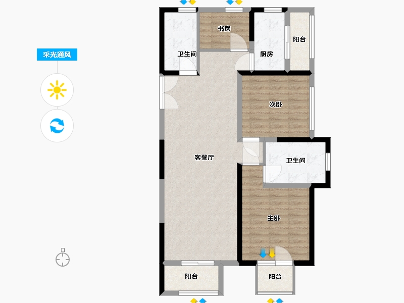 浙江省-杭州市-蜀彩珵昀府-96.00-户型库-采光通风