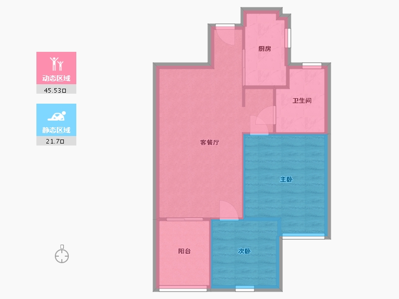 陕西省-西安市-鑫龙天然居2期-67.24-户型库-动静分区