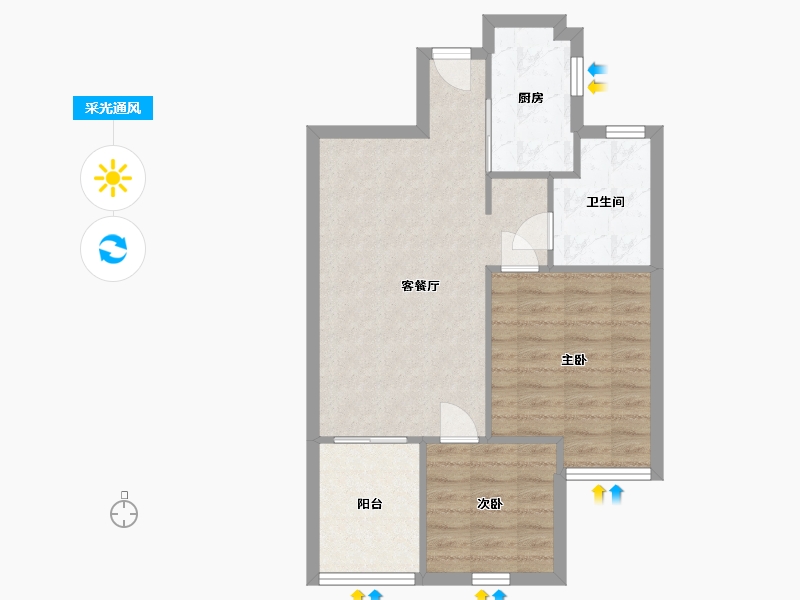 陕西省-西安市-鑫龙天然居2期-67.24-户型库-采光通风