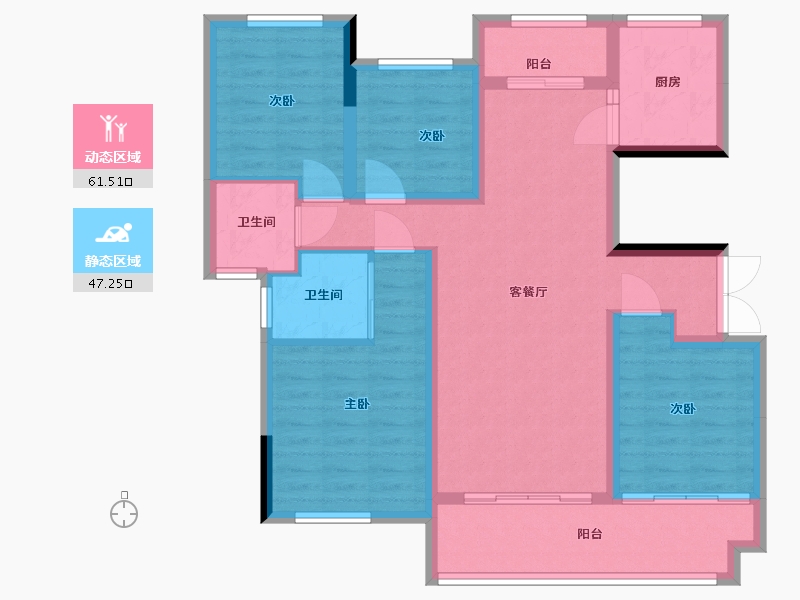 安徽省-芜湖市-凯旋门二期-96.88-户型库-动静分区