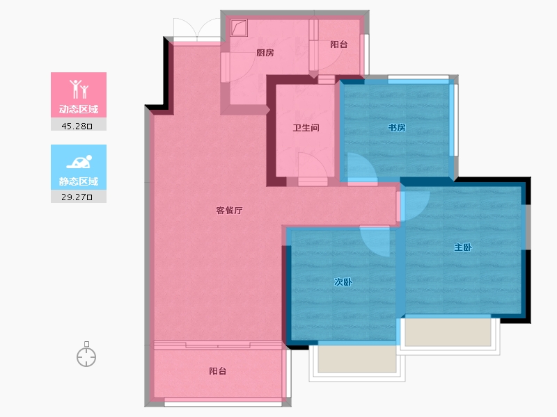 四川省-内江市-传化广场锦城B区-70.40-户型库-动静分区