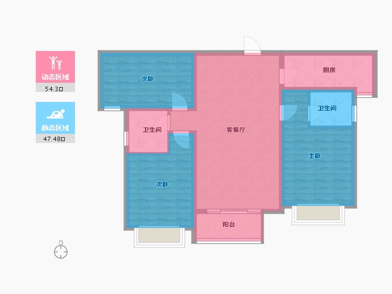 山西省-运城市-阳光嘉苑-91.24-户型库-动静分区