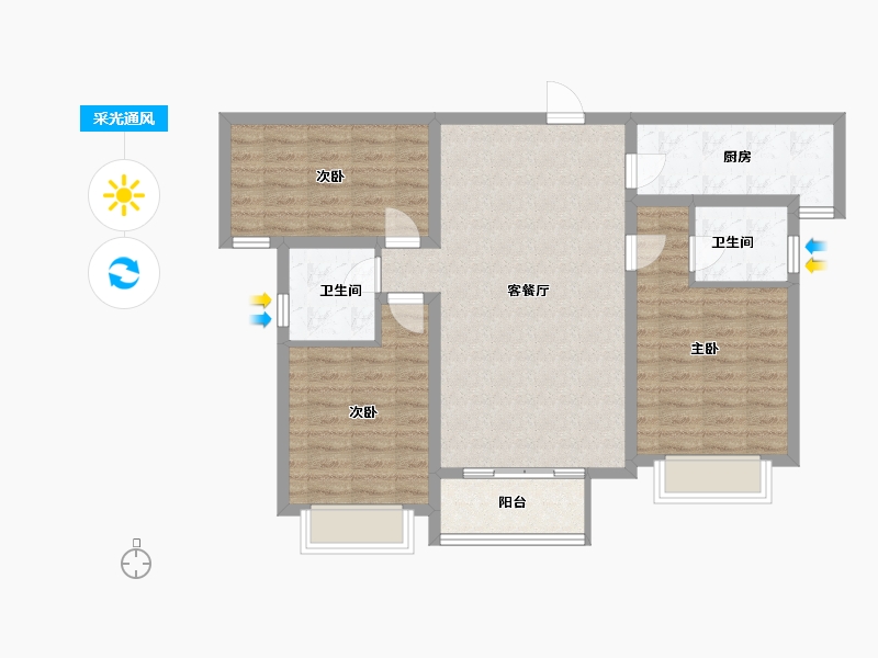 山西省-运城市-阳光嘉苑-91.24-户型库-采光通风