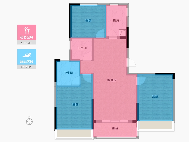 浙江省-杭州市-樾滨府-84.00-户型库-动静分区