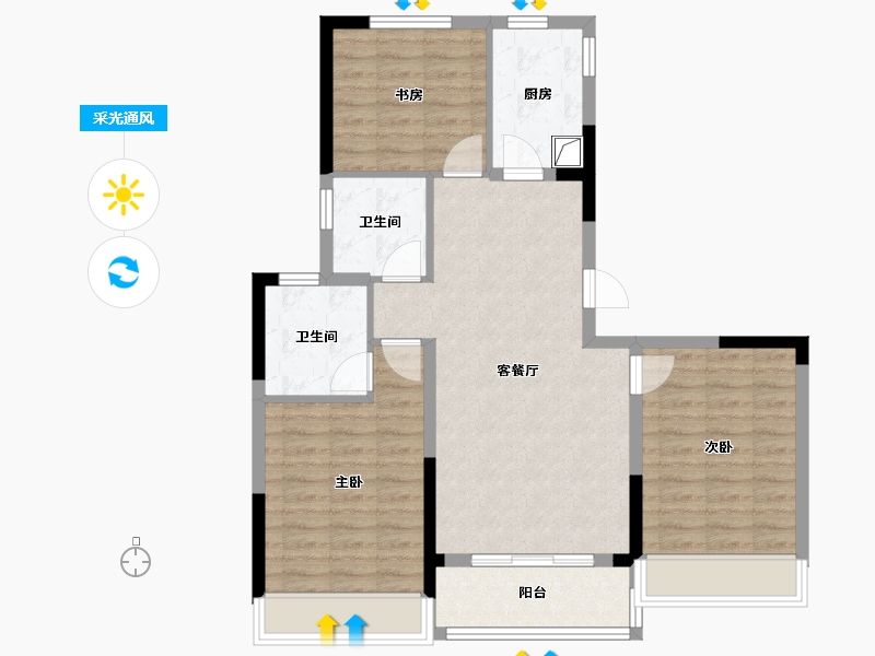 浙江省-杭州市-樾滨府-84.00-户型库-采光通风