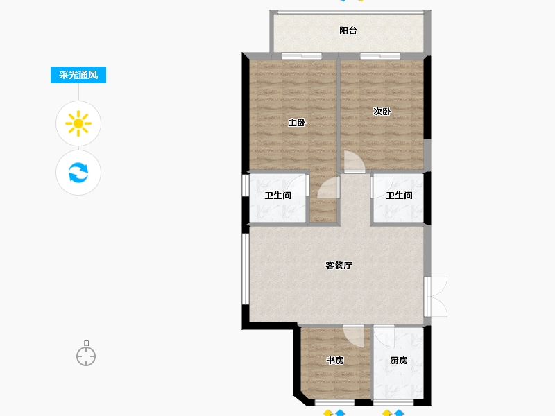 浙江省-温州市-汇博苑-85.07-户型库-采光通风