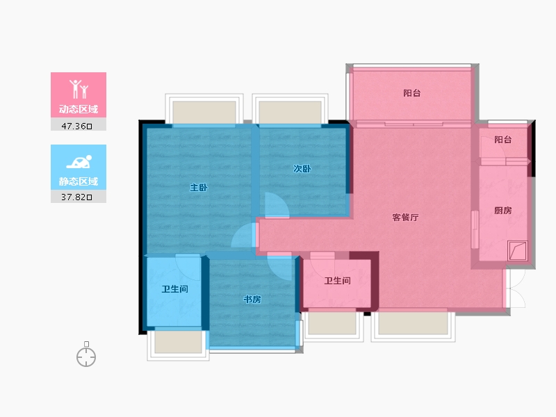 四川省-内江市-传化广场锦城B区-82.40-户型库-动静分区