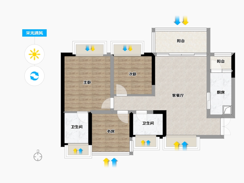 四川省-内江市-传化广场锦城B区-82.40-户型库-采光通风