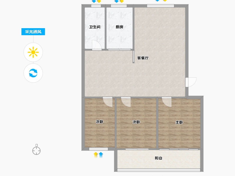 山东省-淄博市-恒兴花园-129.70-户型库-采光通风