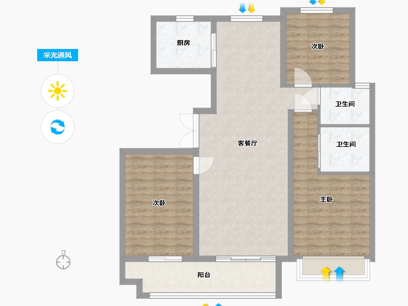 河北省-邢台市-悦湖公馆-111.96-户型库-采光通风