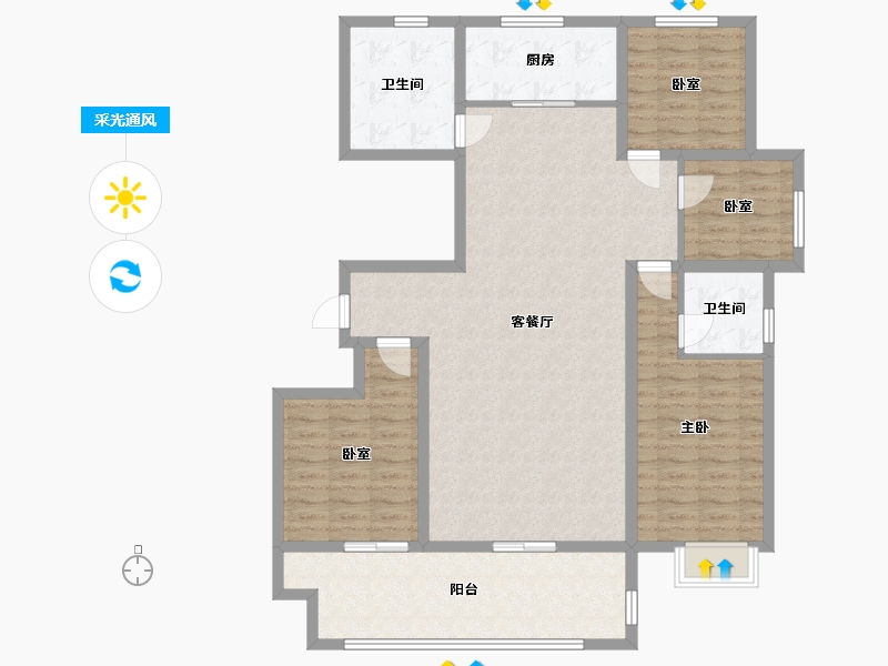 山东省-临沂市-桂花四季-125.88-户型库-采光通风