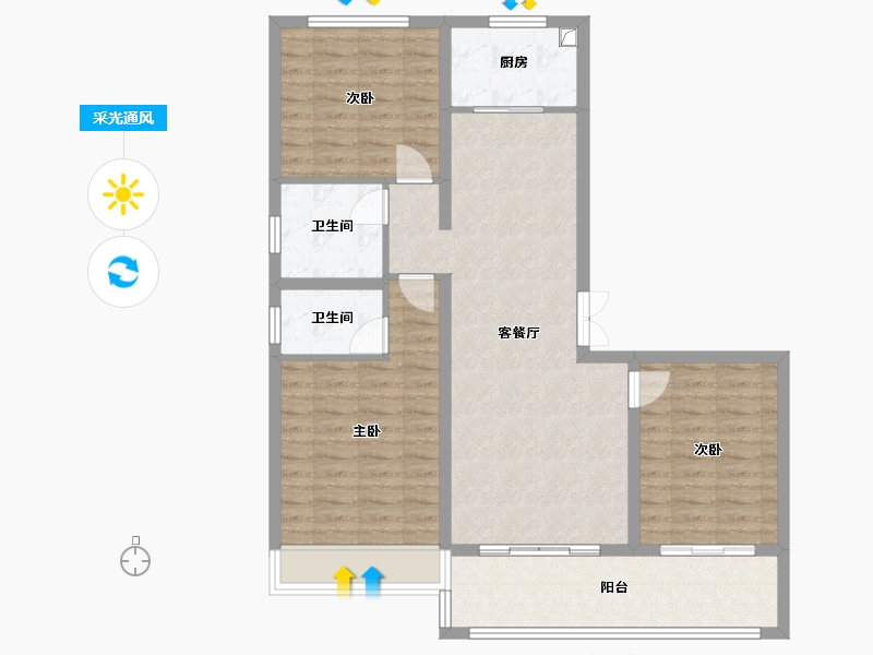 河南省-焦作市-世和府-101.00-户型库-采光通风