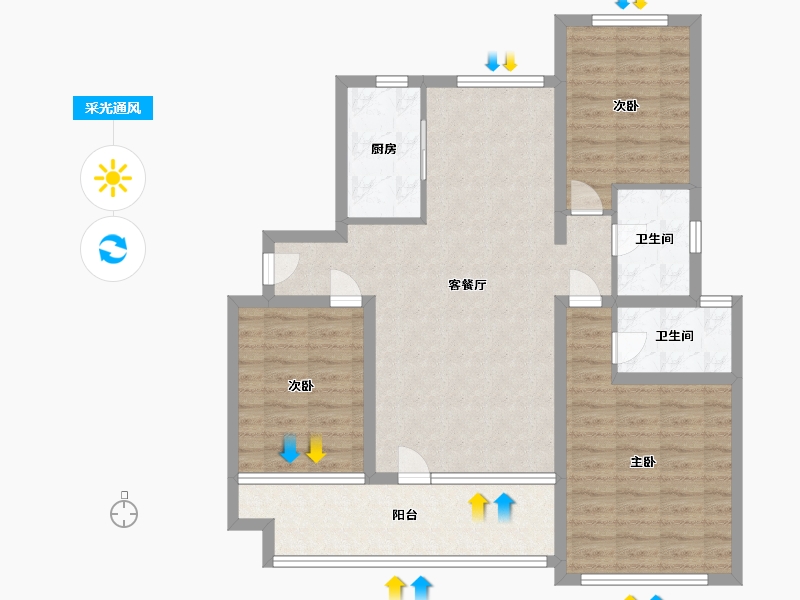 辽宁省-沈阳市-荣盛城-97.60-户型库-采光通风